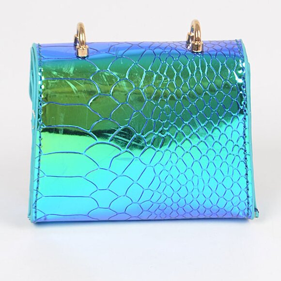 Metallic Mermaid Aqua Iridescent- Mini Crossbody Wallet On A String - NWT - Picture 3 of 7